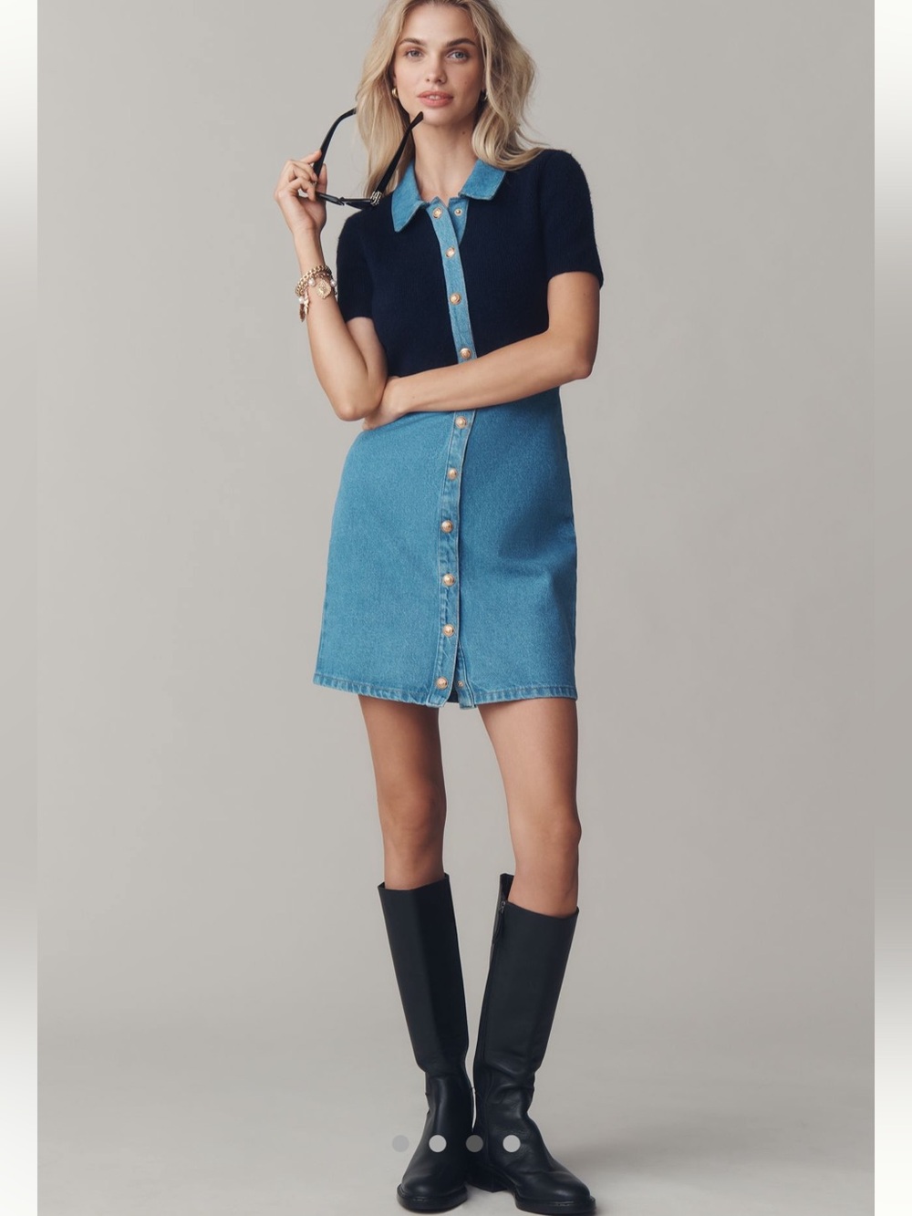 Pilcro Denim Swater Shirt Dress - Size L - BNWT - Picture 3 of 11
